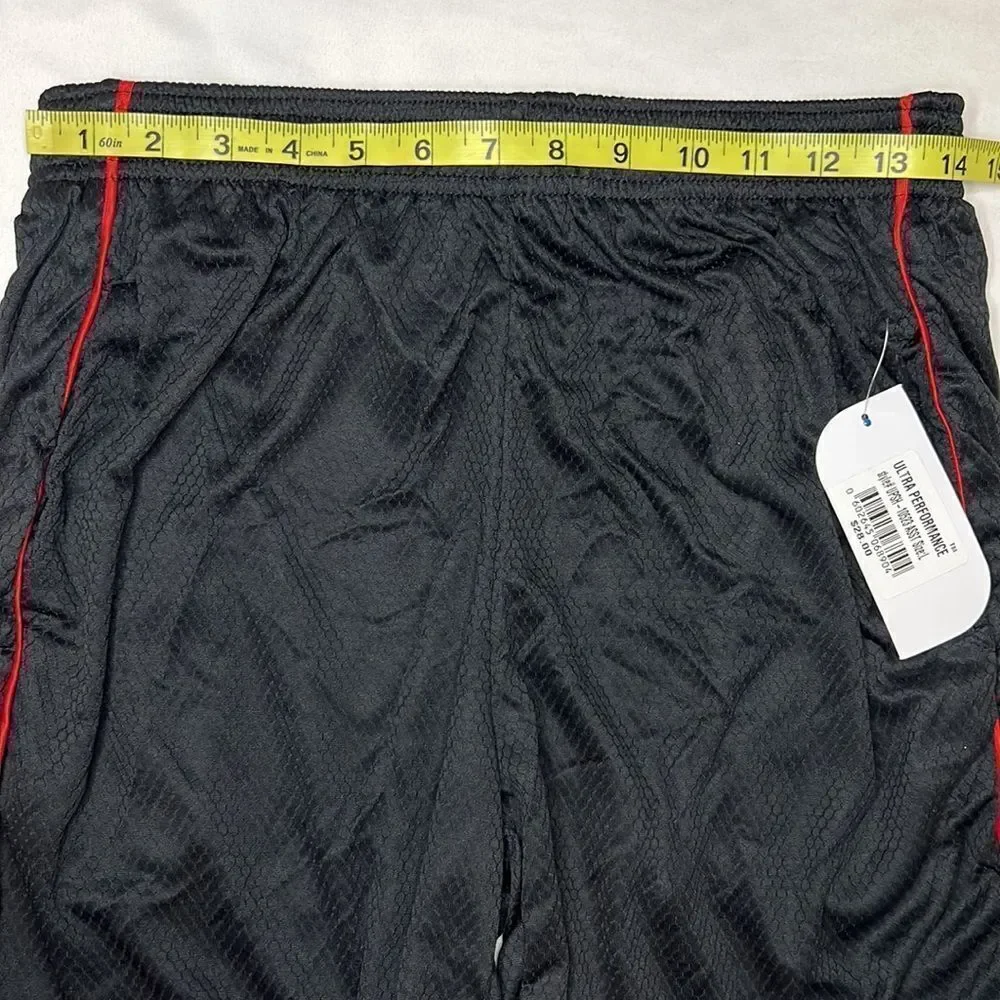Ultra Performance Men’s Red Black Closed Mesh Dazzle Shorts Size Large